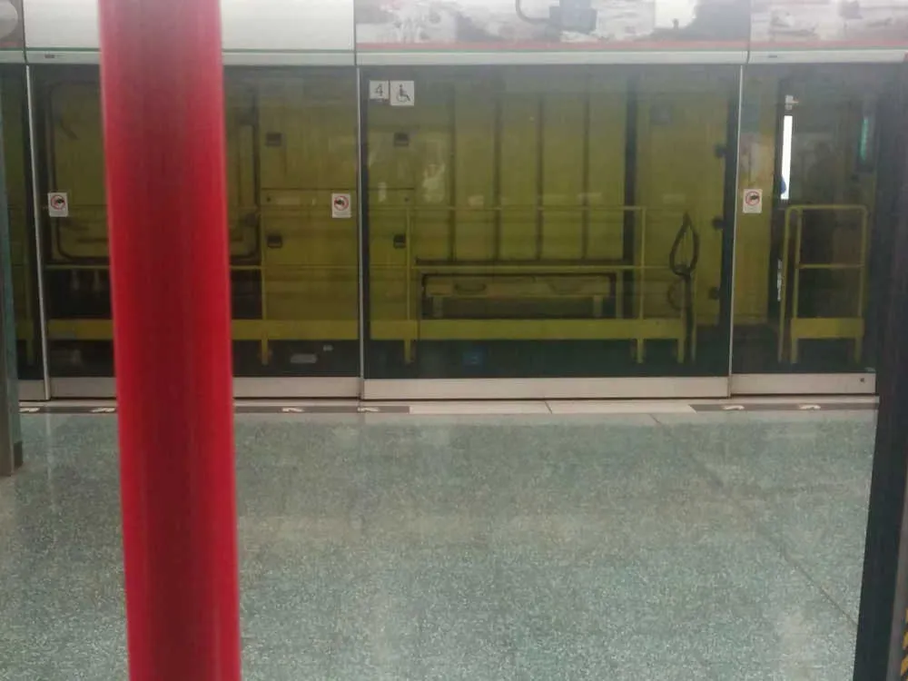 Maintenance train at passenger platform